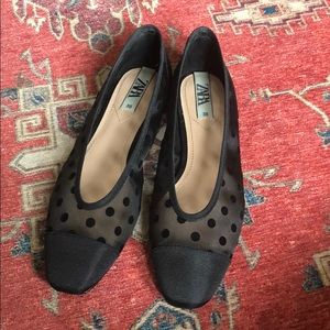 Polka dot mesh flats